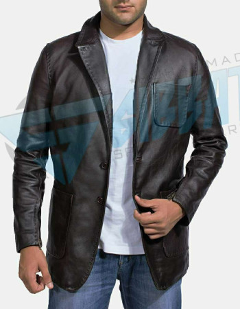 Men Leather Blazer
